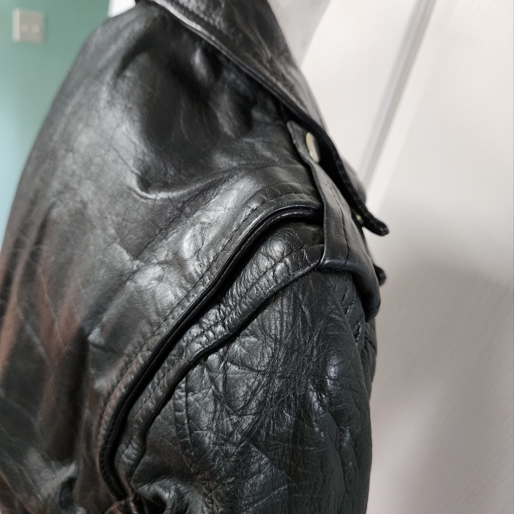 Vintage ICS Motorcycle Leather Jacket Sz.16..see Measurements - Picture 14 of 14